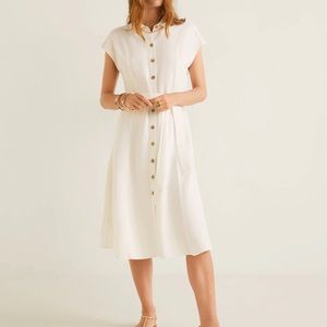 Linen Blend Midi Dress